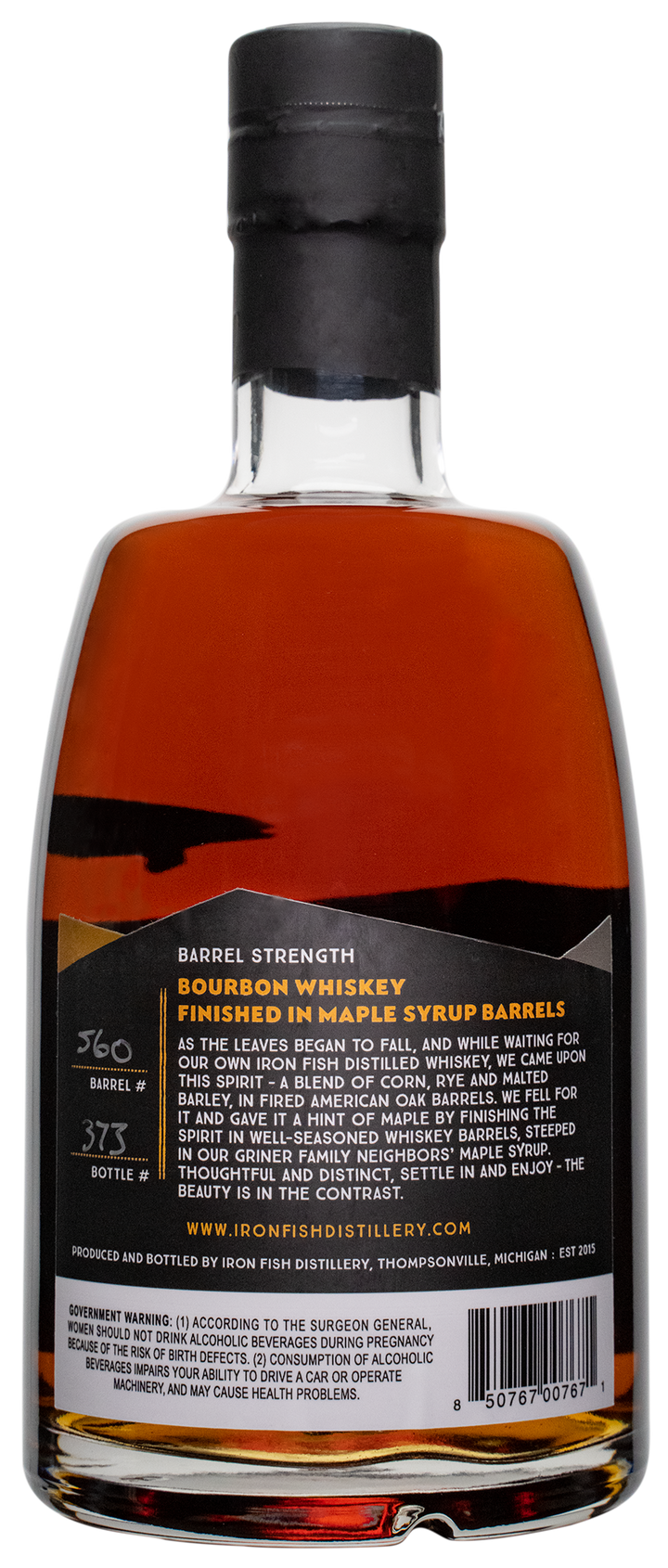 Iron Fish Barrel Strength Bourbon Whiskey Finished in Maple Syrup Barrels